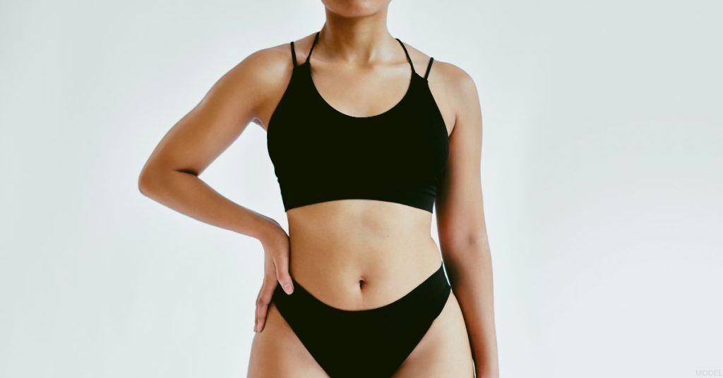 Woman wearing black lingerie (model)